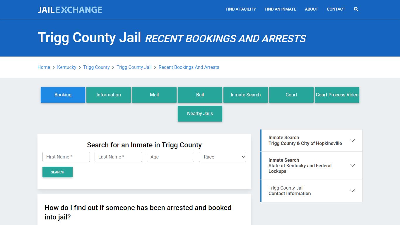 Trigg County Jail Recent Bookings And Arrests - Jail Exchange