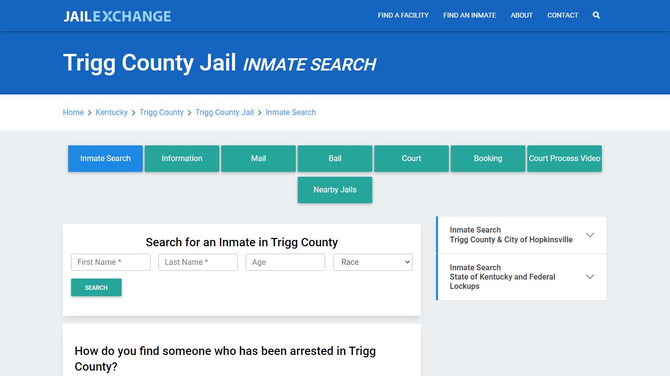 Trigg County Jail, KY Inmate Search: Roster & Mugshots