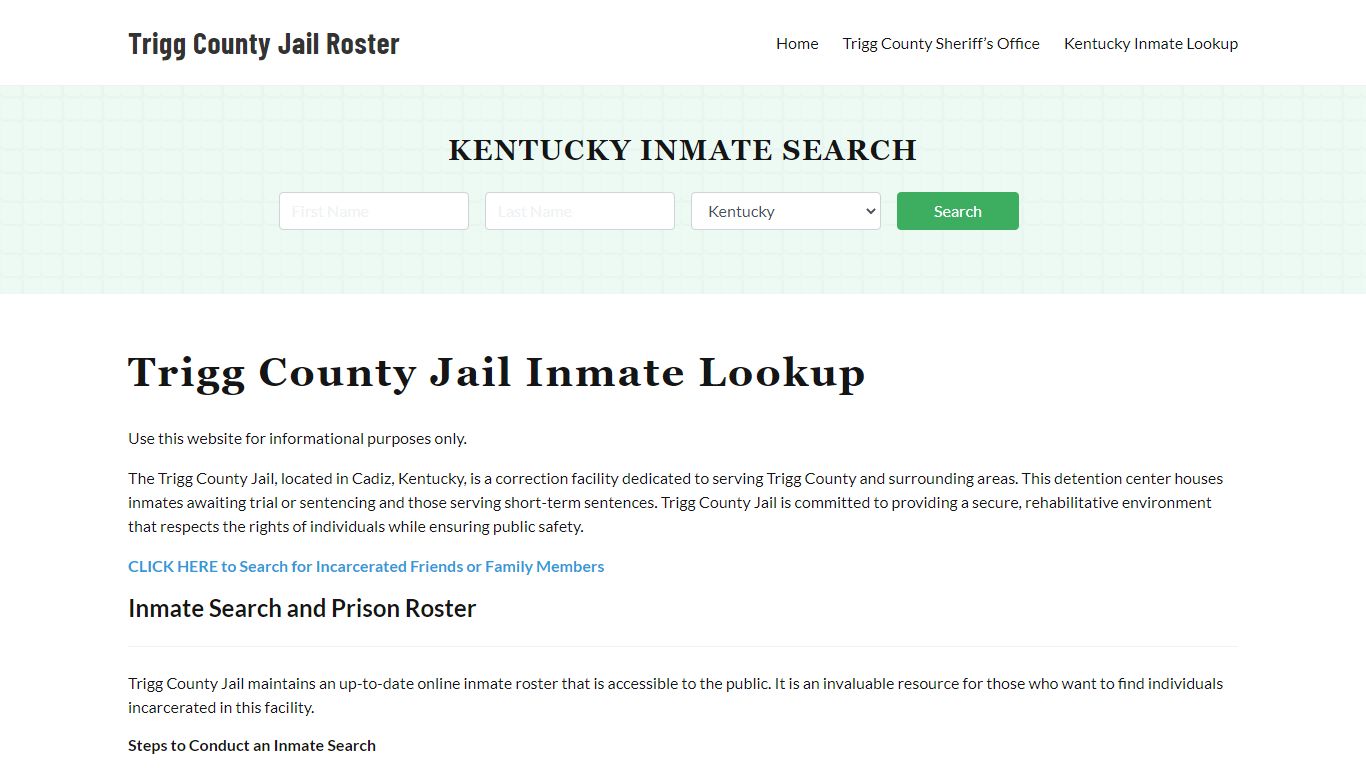 Trigg County Jail Roster Lookup, KY, Inmate Search