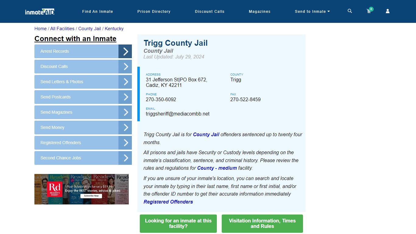 Trigg County Jail - Inmate Locator